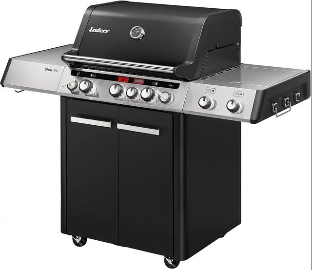 Enders Uniq Pro 3 IK Cruster Gasgrill in Schwarz und Edelstahl mit Gusseisen und Piezozündung, Breite: 120 cm, Tiefe: 147 cm - Bild 1