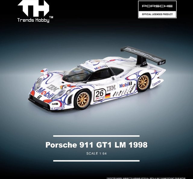 Trends Hobby Porsche 911 GT1 LM 1998 Legierungsautomodell, 1:64 - Bild 1