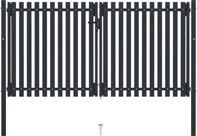 vidaXL Doppelflügel Zauntor aus Stahl in Anthrazit B: 306 cm, H: 220 cm - Bild 1