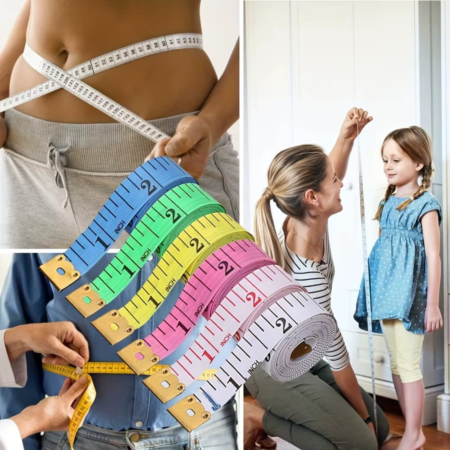 5 Stück weiche Schneidermaßbänder zum Nähen und für die Körpermessung, 150 cm, Multicolor, mit Metallenden - Bild 3