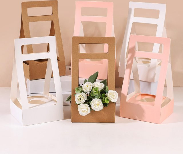 5er Set Kraftpapier-Blumenboxen für Rosen und Blumensträuße als Geschenkverpackung für Hochzeiten und Geburtstage - Bild 1