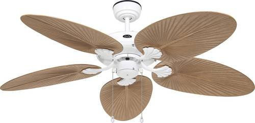 CasaFan CLASSIC OUTDOOR 132 WE-PR Deckenventilator in Weiß mit Flügeln in Palme/Rattan braun und Winterbetrieb - Bild 1