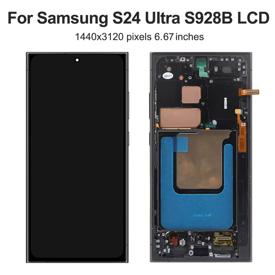 Samsung AMOLED Display mit Touchscreen und Rahmen für Galaxy S24 Ultra S928B in Schwarz - Bild 4