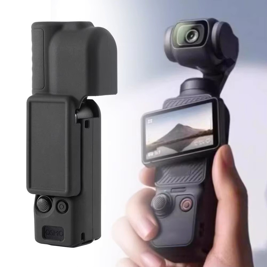 DJI Pocket 4 Silikon-Schutzhülle mit Schnellverschluss-Clip und Adapterrahmen in Schwarz - Bild 4