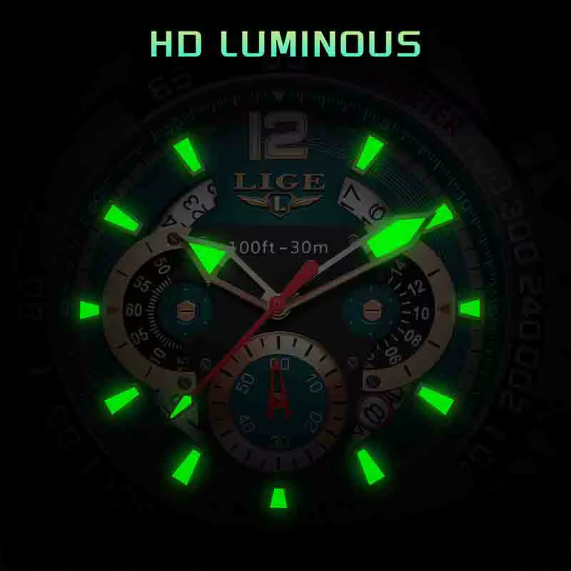 LIGE Armbanduhr Quarz, Silikonband, Schwarz, Herren - Bild 3