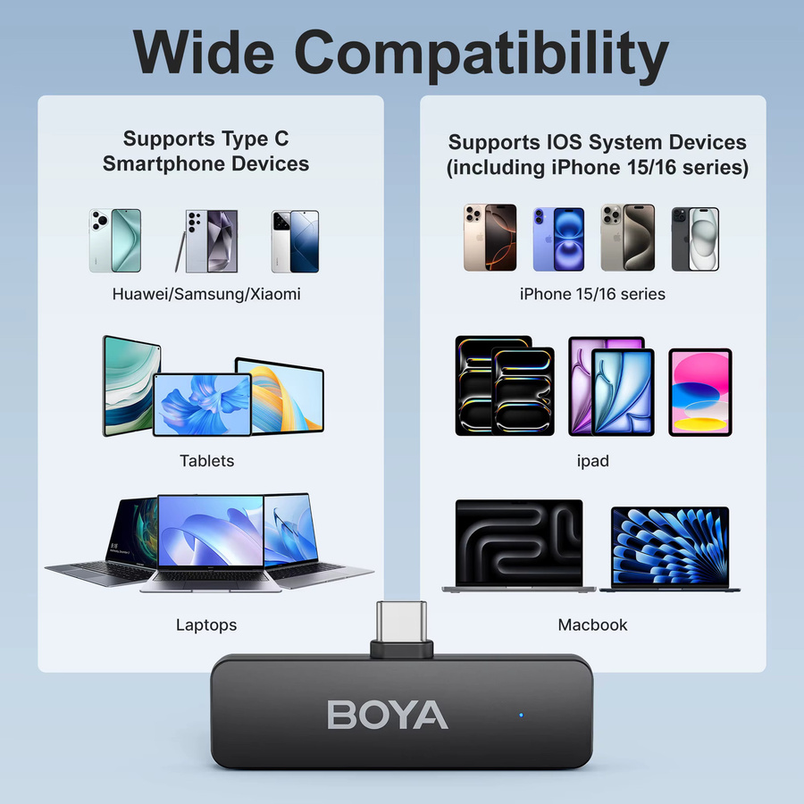 BOYA BY-V4U Wireless Lavalier Ansteckmikrofon in Schwarz für iPhone, Android, PC und Videoaufnahmen - Bild 4