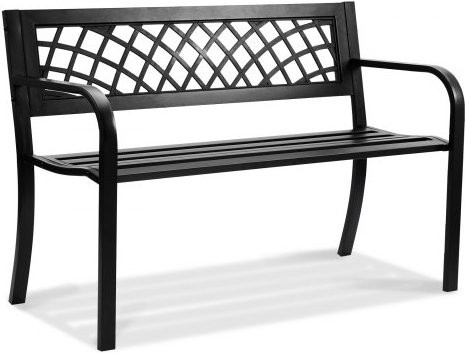 VEVOR Gartenbank aus Metall in Schwarz, Vintage Parkbank mit Rückenlehne und Armlehnen für 3 Personen, B: 116,3 cm, H: 76,2 cm, T: 45,8 cm - Bild 1