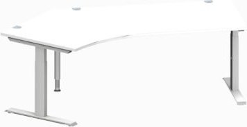 Schäfer Shop Genius Winkelschreibtisch MODENA FLEX mit 135 Grad Winkel links, T-Fuß Rechteckrohr, Farbe weiß/weißalu, B: 216,5 cm, T: 80 cm, H: 65-85 cm - Bild 1
