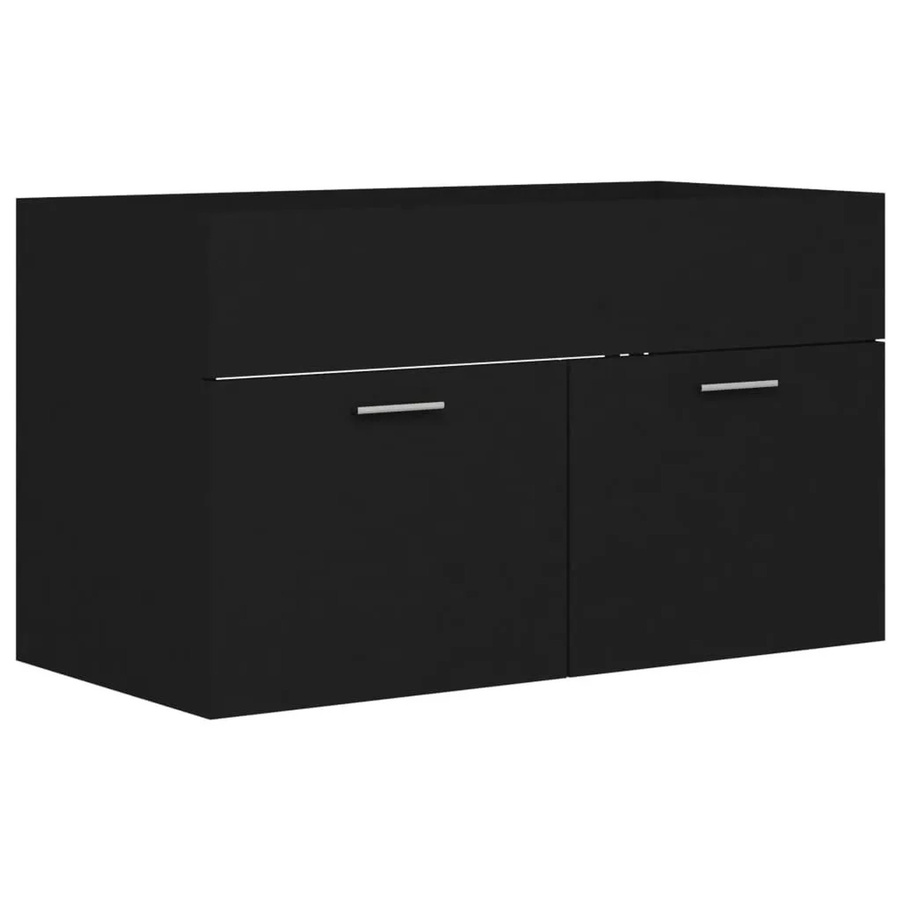 vidaXL Waschbeckenunterschrank Schwarz aus Holzwerkstoff für das Badezimmer B/T/H: 80 x 38,5 x 46 cm - Bild 2