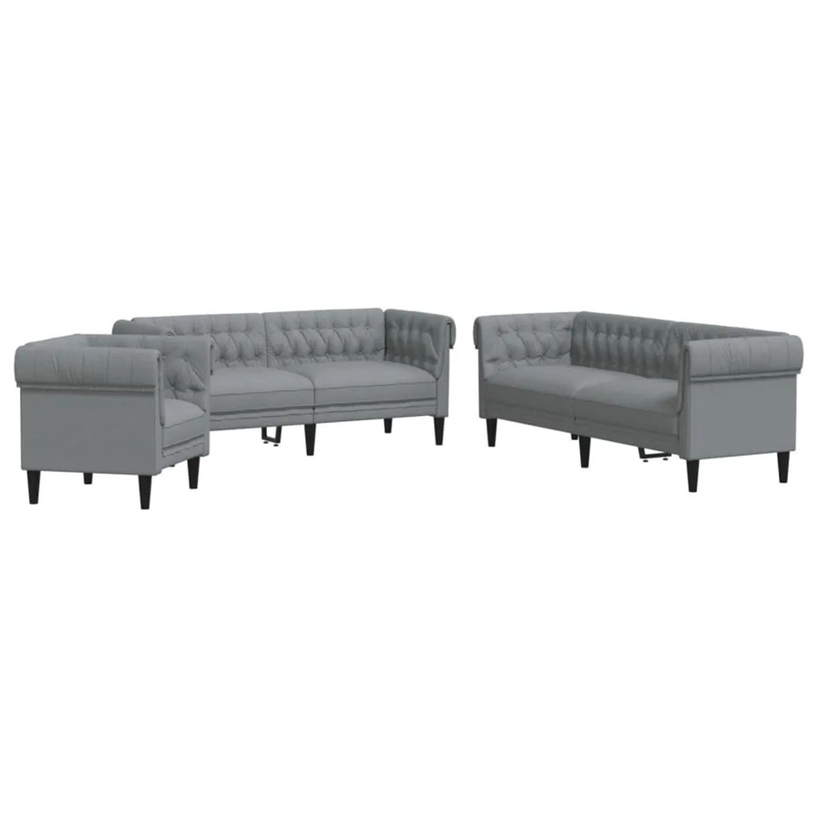 vidaXL 3-teilige Sofagarnitur modern Hellgrau Stoff mit Sessel, 2-Sitzer und 3-Sitzer - Bild 2