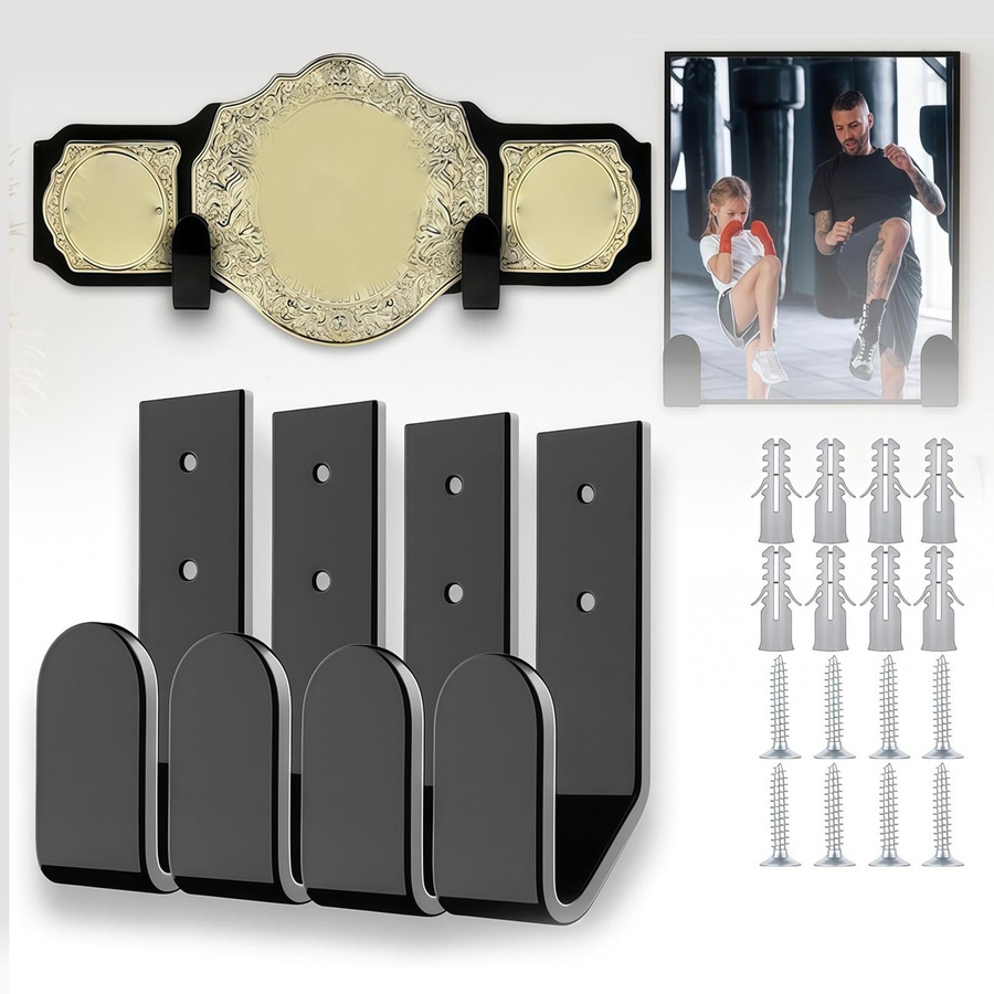 Igeteck Meisterschaftsgürtel-Displayhalter aus Acryl, Wandmontierter Aufhänger für Ringergürtel, Transparent - Bild 3