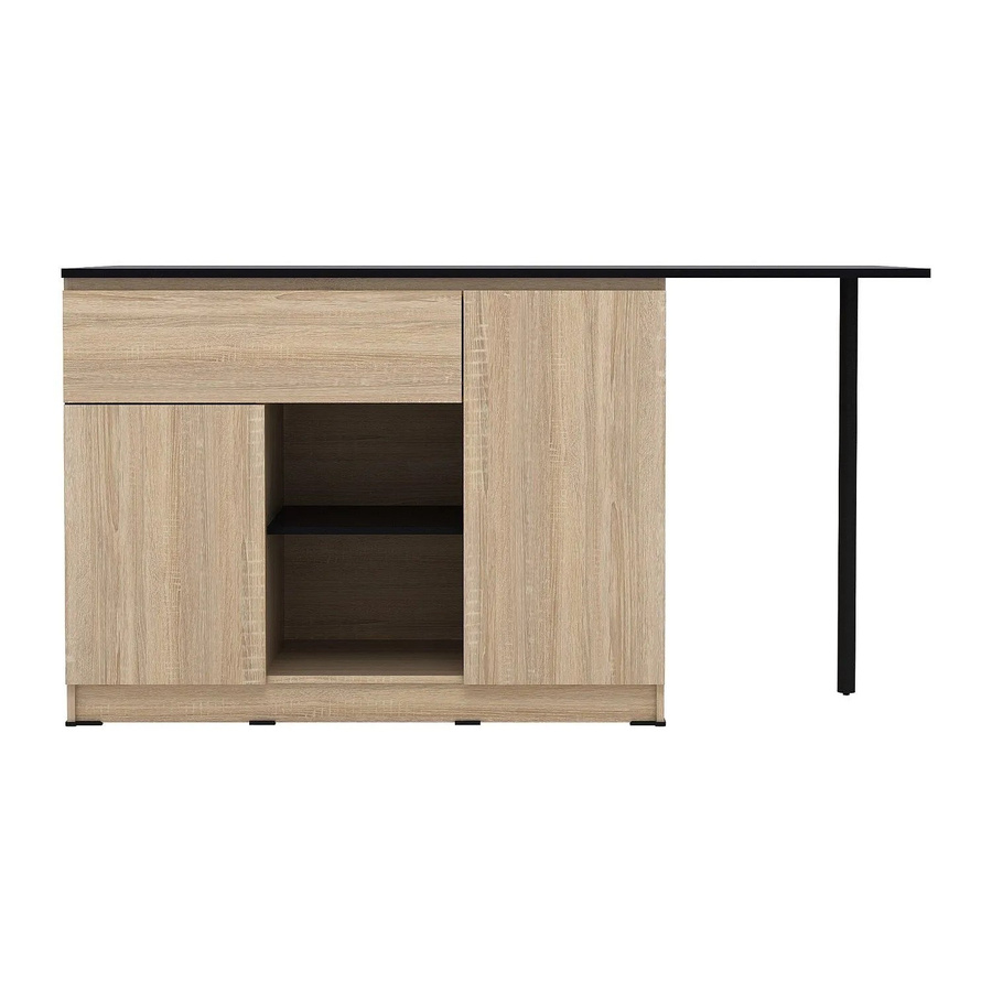Kücheninsel Tunori von Vente-unique in Schwarz und Natur im Industriestil, B/T/H: 169,8 x 70,0 x 90,5 cm - Bild 2