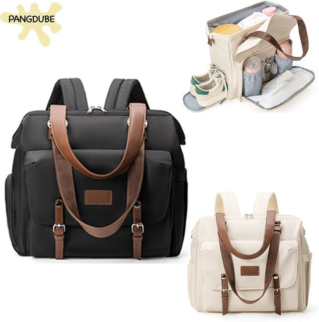PANGDUBE Wickeltaschen-Rucksack mit großer Kapazität, wasserdicht, inklusive isolierter Flaschentasche, Schuhfach und Gepäckfach in Schwarz oder Beige - Bild 1