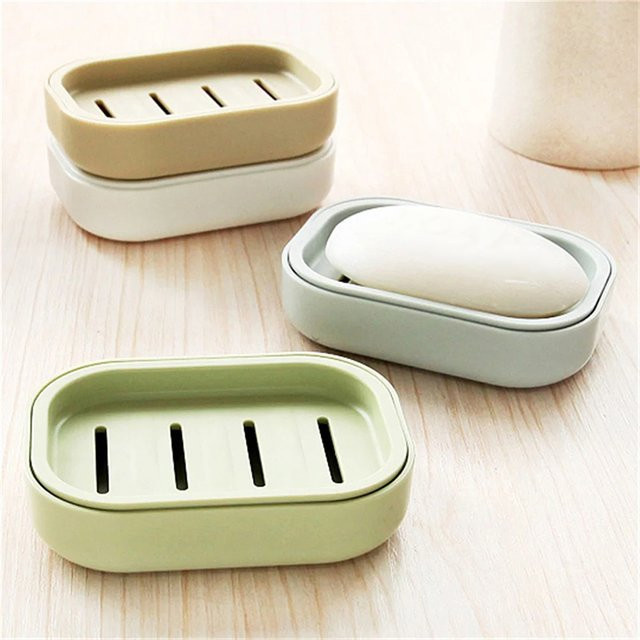 JETTING Seifenschale mit Abdeckung und Abtropffunktion, quadratische Seifenbox aus Kunststoff, beige - Bild 1