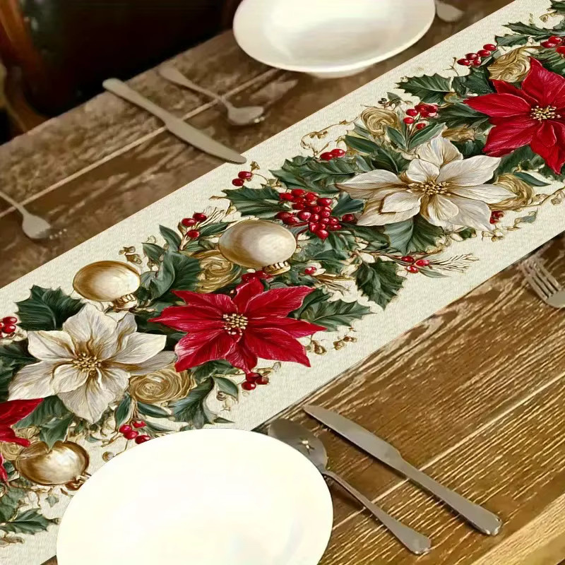 VIKAMA Weihnachts-Tischläufer mit Beeren-Design, rechteckig, mehrfarbig, maschinenwaschbar, B: 90 cm, H: 33 cm, T: 33 cm - Bild 2