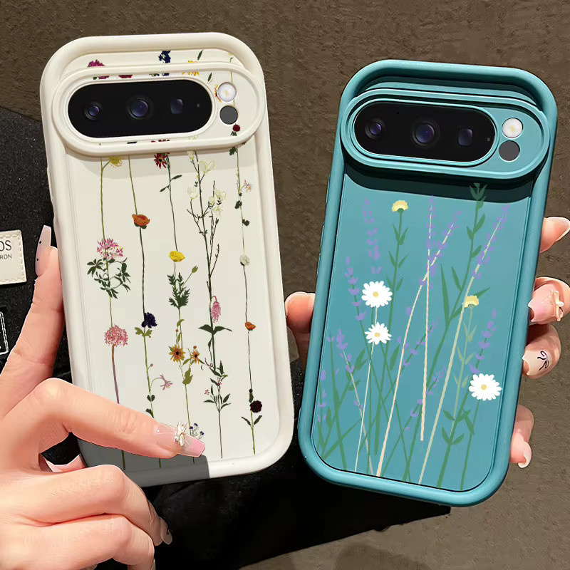 Stoßfeste Silikonhülle mit Blumenmuster für Google Pixel 8 Pro, 8A, 9 Pro XL und Pixel 9 in Bonbonfarben (Beige, Weiß, Multicolour) - Bild 2