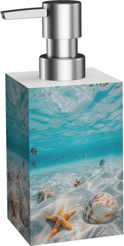 Sanilo Bad-Accessoire-Set Waterworld in Blau mit Seifenspender und WC-Bürste aus Keramik und Edelstahl - Bild 1