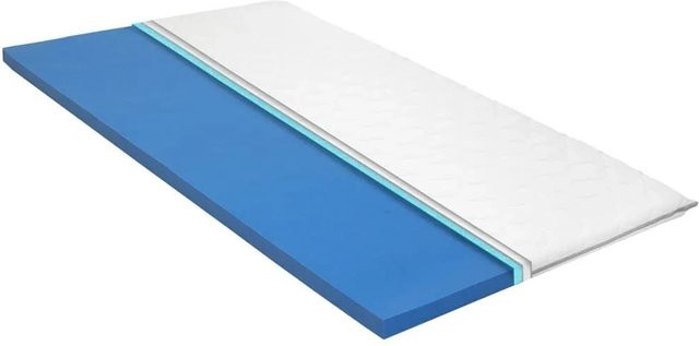 vidaXL Matratzenauflage aus viskoelastischem Memory-Schaum, Farbe: Weiß/Blau, Höhe: 6 cm, B/T: 160 x 200 cm - Bild 1