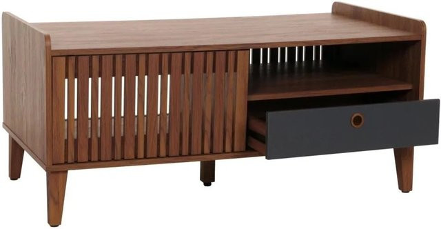 Couchtisch MCW M48 aus Mangoholz in Braun mit dunkelgrauer Schublade, B/T/H: 114 x 52 x 59 cm - Bild 2