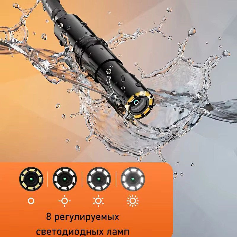 ZYPUSON Industrielles Endoskop mit Doppellinse, 8mm Kamera, IP67 Wasserdicht, starres Kabel in Schwarz - Bild 4