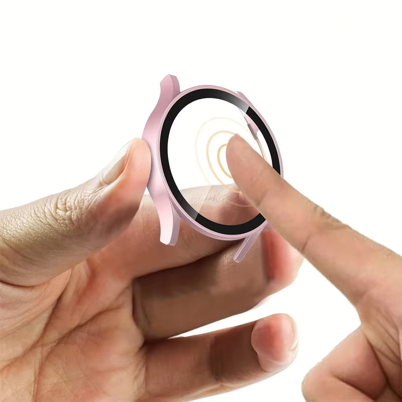 Hülle für Samsung Galaxy Watch 7/6/5/4/FE, gehärtetes Glas + Abdeckung, Schwarz - Bild 3