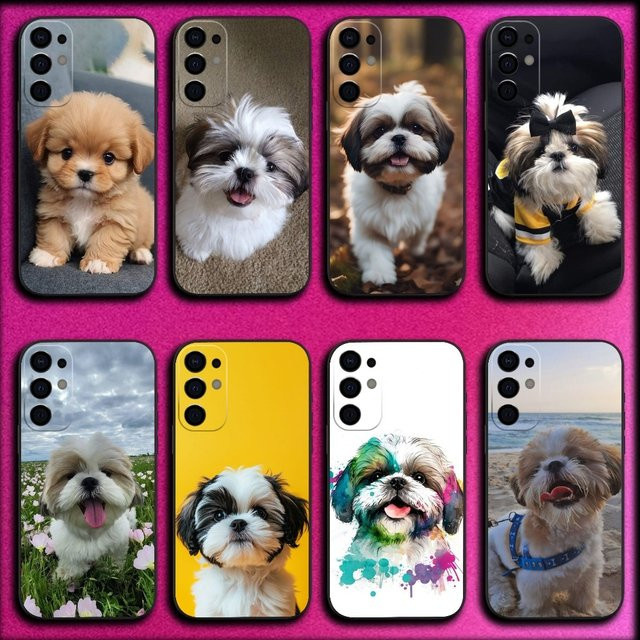 Handyhülle mit Shih Tzu Hund Motiv für Samsung Galaxy S25 S24 S23 S22 S21 S20 Ultra Plus FE Lite Note 5G in Schwarz - Bild 1