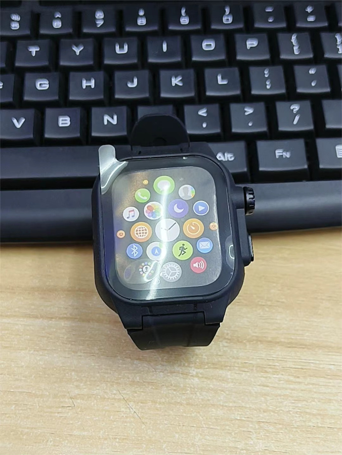Shellbox Hülle für Apple Watch S7 S8 45mm, Silikon, Schwarz, Unisex - Bild 3