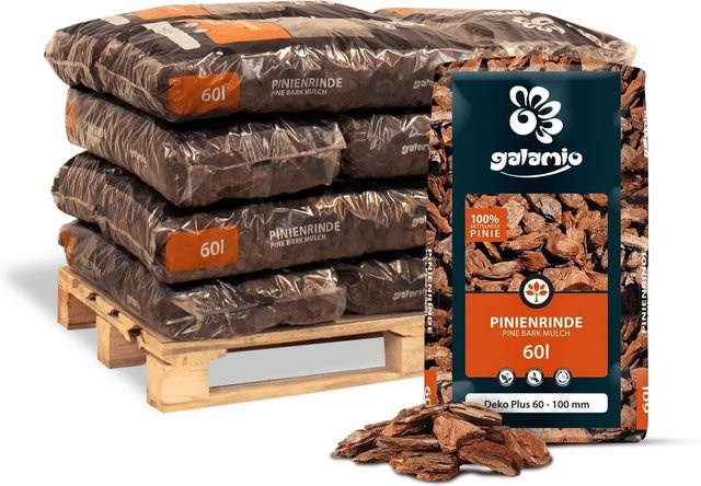 Galamio Rindenmulch Pinie Deko Plus, Farbe: Braun, 60 l pro Sack, 12er Palette (Gesamtmenge 720 l) - Bild 1