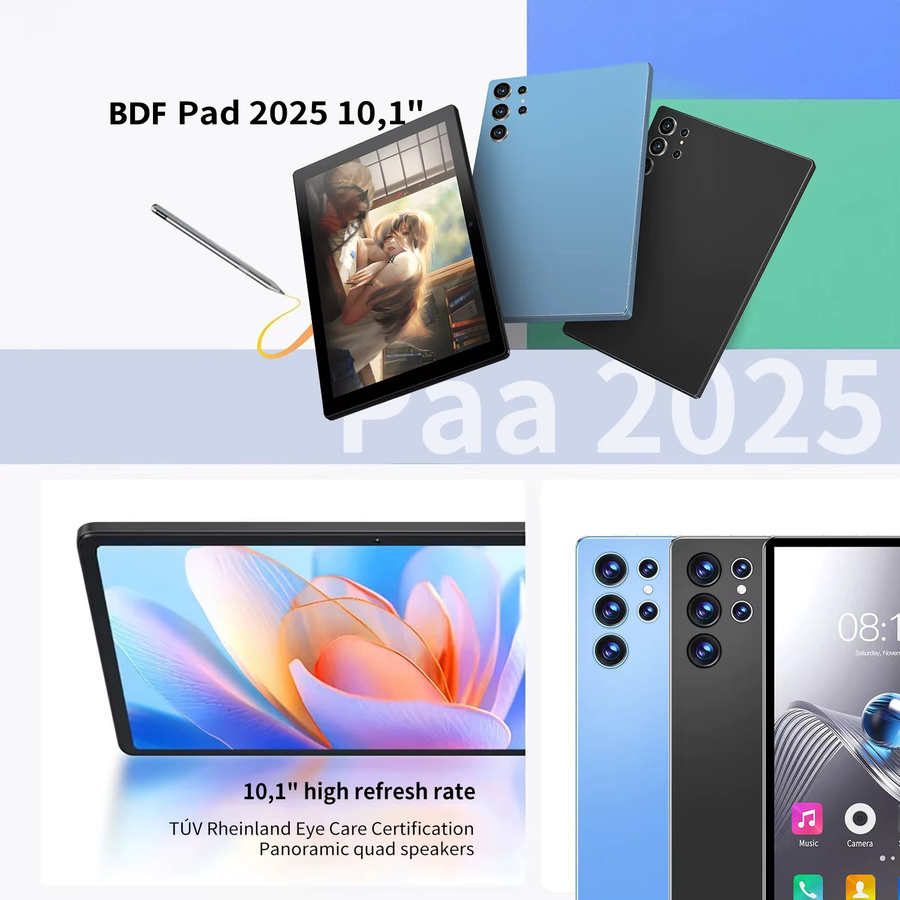 BDF Android Tablet mit 10,1 Zoll HD-Display, Octa Core, 4 GB RAM, 64 GB ROM, WiFi und Dual Phone Call in Blau - Bild 5
