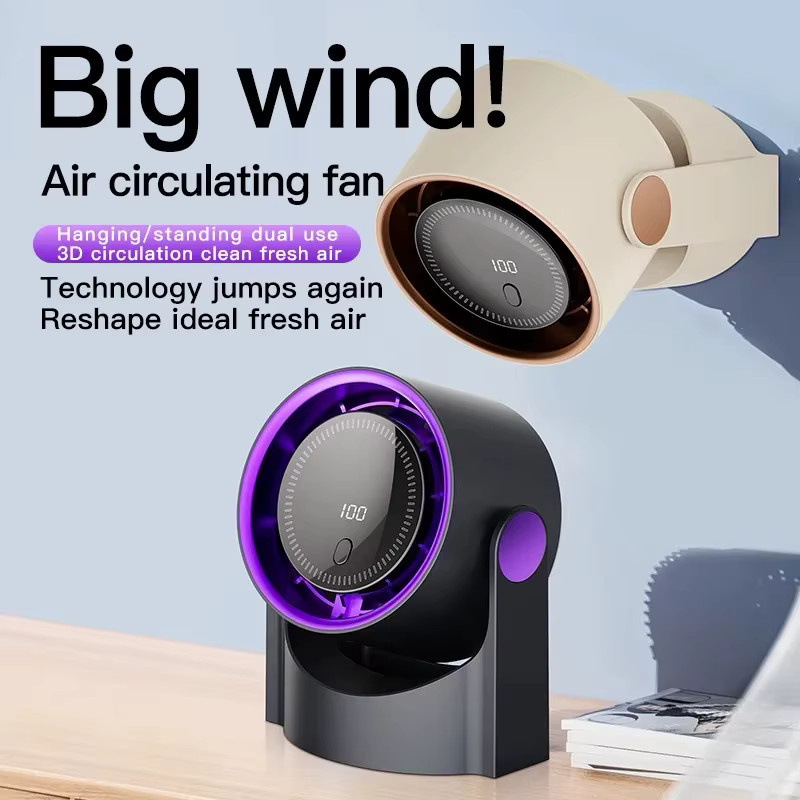 HAOYUNMA Tragbare Klimaanlage mit 100 Gängen, Geräuscharmer Elektrischer Ventilator mit USB-Aufladung für Desktop und Camping, Grau - Bild 6