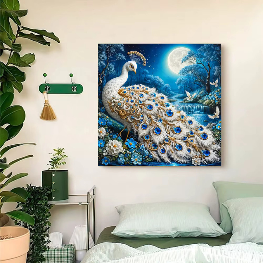 Huacan 5D-DIY-Diamantmalerei-Set Pfau mit Strass-Dekoration, Multicolor, B/H: 20 x 20 cm - Bild 2