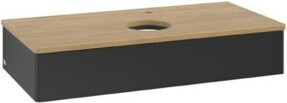 V&B Waschtischunterschrank Antao ohne Frontstruktur, Eiche honig, Blau lackiert, B/T/H: 100 x 50 x 19 cm - Bild 1