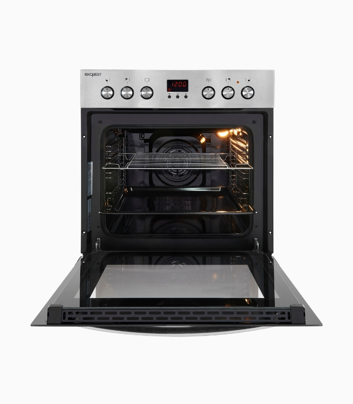 Exquisit EHE5185-1.3 Herd-Set in Schwarz/Silber mit Glaskeramik-Kochfeld und Einbaubackofen, B/T/H: 59,5 x 59,5 x 59,5 cm - Bild 2
