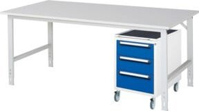 Rau Arbeitstisch Tom KM09 höhenverstellbar in Grau und Weiß, B/T/H: 200 x 100 x 76-108 cm - Bild 1