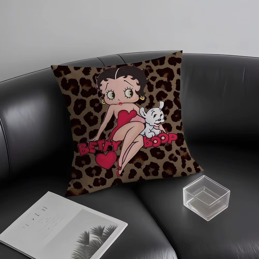 B-Betty Boop Modischer Kissenbezug in Schwarz mit grafischem Design, quadratisch, Breite: 30 cm, Höhe: 30 cm - Bild 3