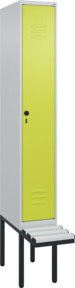 C+P Spind Classic PLUS Garderobenschrank mit Sitzbank, 1 Abteil, Lichtgrau, B/T/H: 212,0 x 30,0 x 81,5 cm - Bild 1