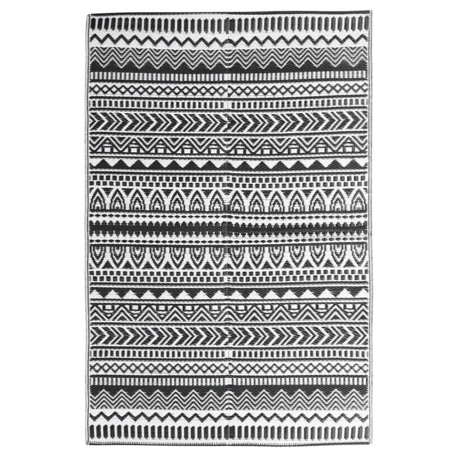 vidaXL Outdoorteppich in Schwarz mit abstraktem Ethnic-Design aus Polypropylen, B/T: 190 x 290 cm - Bild 2