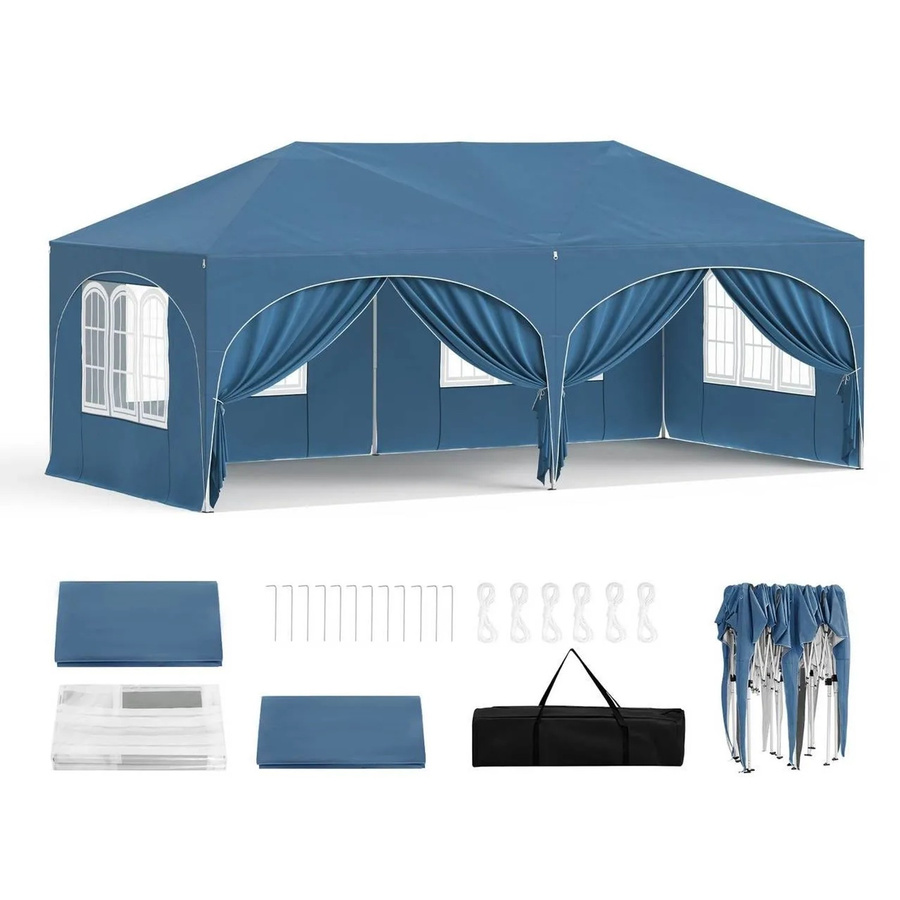 WOLTU Pavillon aus wasserabweisendem Oxford-Gewebe mit UV-Schutz, B/T: 600 x 300 cm, Höhe: 250 cm, Blau - Bild 2
