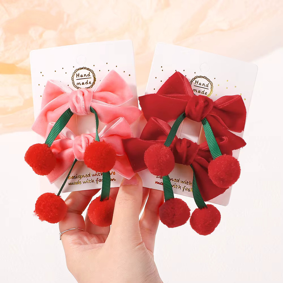 BABY BOWS Haarspangen, Samt, Rote Kirsche, Kinder - Bild 1