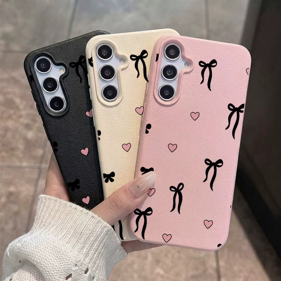 Handyhülle für Samsung Galaxy S26 S25 S24 S23 Ultra S24 FE A57 A56 A55 A54 A53 5G A07 A06 A15 4G mit Schleifen und Herzen im Mädchen-Stil, Schwarz/Mehrfarbig - Bild 6
