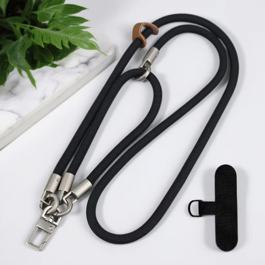 WSSHE Handy-Umhängeband Schwarz, 120 cm lang, verstellbar und abnehmbar, universelles Umhängeband für den Außenbereich mit Kartenclip für Handyhüllen - Bild 1
