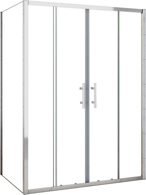 AICA Duschkabine als Nischentür mit Schiebetür und Seitenwand, ESG Glas transparent, Farbe Silber, B: 120 cm, T: 70 cm, H: 190 cm - Bild 1