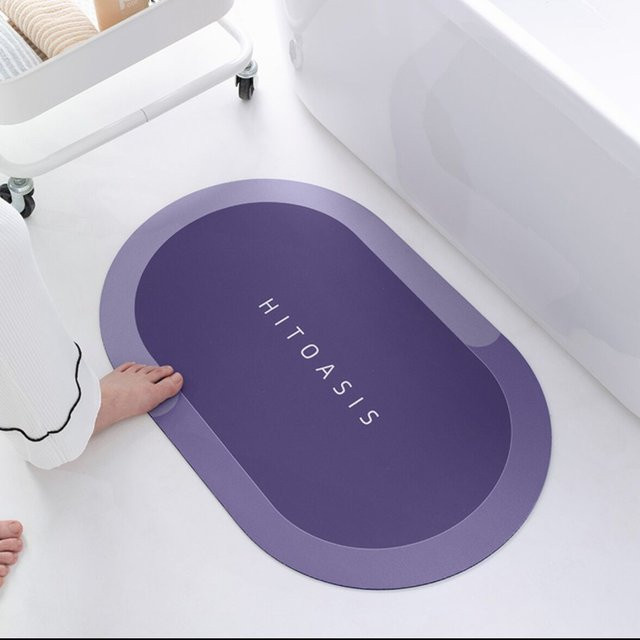 Rutschfeste Kieselgur-Saugmatte für das Badezimmer in Lila, B/B: 60 x 40 cm - Bild 1