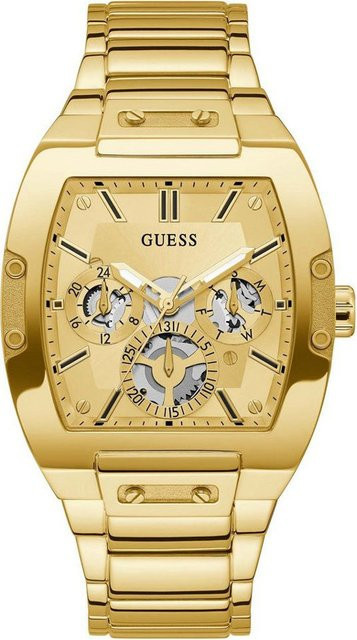 Guess Herrenuhr, Quarz, Edelstahl, Gold, 44 mm, Eckig - Bild 1