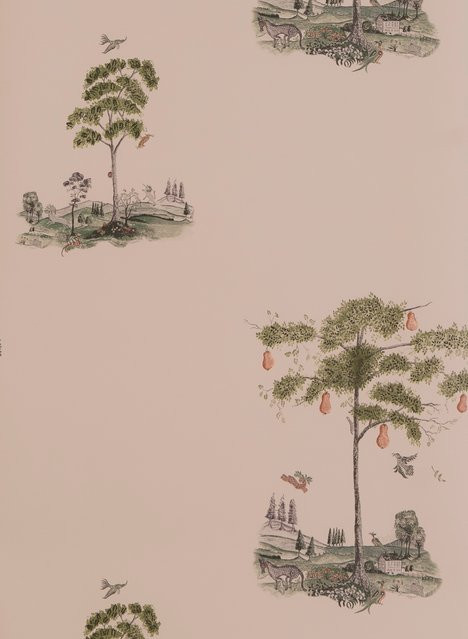 Andrew Martin Tapete Pear Tree in Setting Plaster im Toile-de-Jouy Design aus Vlies - Bild 1