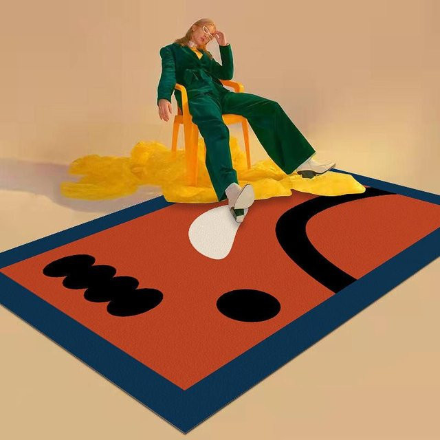 Moderner Teppich in Orange für Wohnzimmer und Schlafzimmer, rutschfest und schmutzabweisend, B/T: 80 x 50 cm - Bild 1