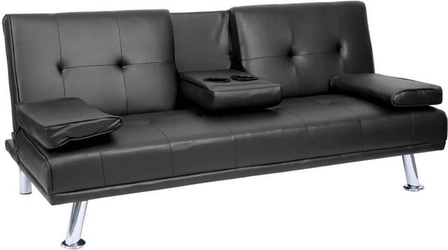MCW 3er-Sofa F60 Schlafsofa aus Kunstleder in Schwarz, B/H/T: 166 x 77 x 97 cm - Bild 2