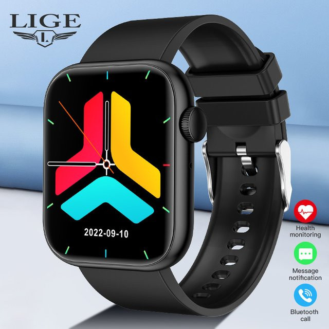 LIGE Smartwatch, 1,85 Zoll, Weiß, Silikon, Damen, Herren - Bild 1