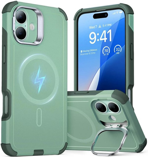 ESR MagSafe Hülle für Apple iPhone 16 Cyber Armor mit Kickstand in Grün - Bild 1