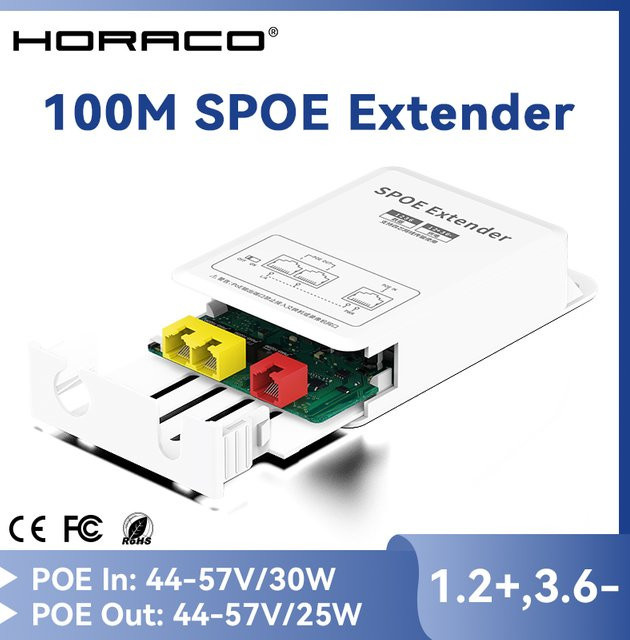 HORACO 3-Port Passiver PoE-Extender Outdoor Regenfester PoE-Repeater Weiß - Bild 1